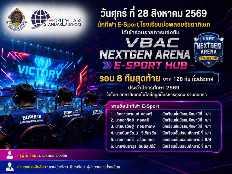 เข้าร่วมการแข่งขันรายการ VBAC NextGen Arena E-Sport Hub รอบ 8 ทีมสุดท้าย