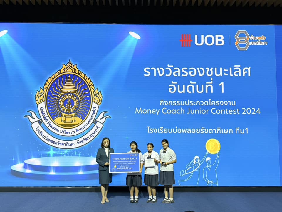 ได้รับรางวัล รองชนะเลิศอับดับ 1 และเงินรางวัล จำนวน 8,000 บาท ในการประกวดโครงงาน “Money Coach Junior Contest 2024″